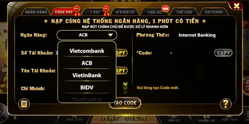 Nap tien GO88 cac buoc