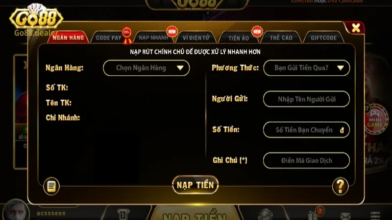 can chu y gi trong qua trinh nap tien