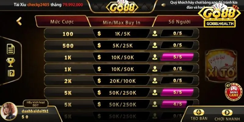 mot so chuong trinh khi nap tien go88